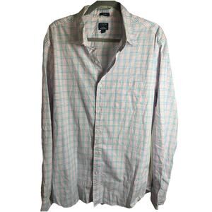 J.Crew Pink Blue Men’s Long Sleeve Dress Shirt XL Slim Flex Washed